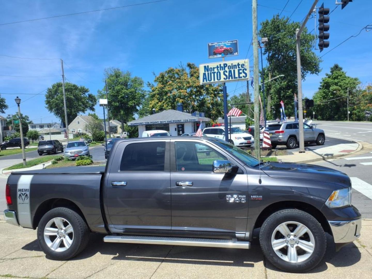 2016 Granite Crystal Metallic Clear Coat RAM 1500 Big Horn (1C6RR7LT8GS) with an 5.7L HEMI 5.7L V8 395hp 410ft. lbs. Sequential Multiport Fuel Injection engine, 8-Speed Shiftable Automatic transmission, located at 5505 N. Summit St., Toledo, OH, 43611, (419) 729-2688, 41.654953, -83.530014 - Photo#0