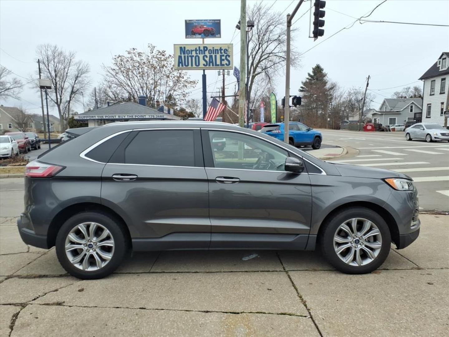 2019 Dk. Gray Ford Edge Titanium (2FMPK4K9XKB) with an 2.0L EcoBoost 2.0L Turbo I4 250hp 280ft. lbs. Direct Injection engine, 8-Speed Shiftable Automatic transmission, located at 5505 N. Summit St., Toledo, OH, 43611, (419) 729-2688, 41.654953, -83.530014 - Photo#0